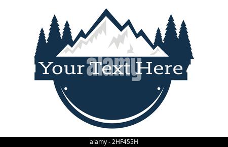 Vector mountains emblems on shield Stock Vector