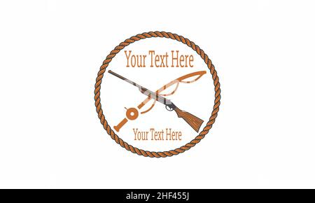 Hunting and fishing vintage logo template. Vector illustration. Stock Vector