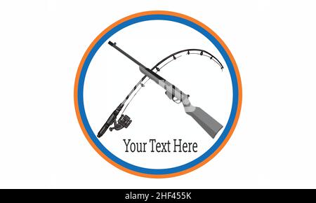 Hunting and fishing vintage logo template. Vector illustration. Stock Vector