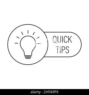 quick tips speech bubble with bulb icon vector  interesting facts concept for graphic design, logo, website, social media, mobile app, UI illustration Stock Vector