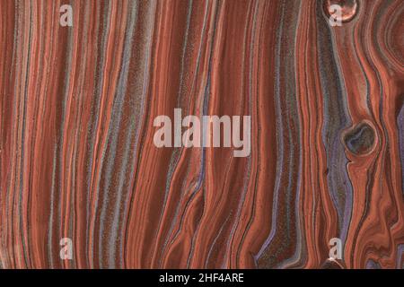 Abstract fluid art background dark red and brown colors. Liquid marble. Acrylic painting on canvas with ginger gradient. Watercolor backdrop with wavy Stock Photo