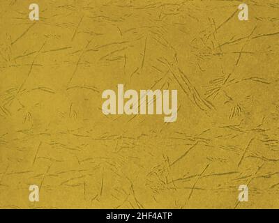 Texture of old dark golden paper background, closeup. Structure of dense craft yellow cardboard. Wallpaper ocher backdrop, macro. Stock Photo