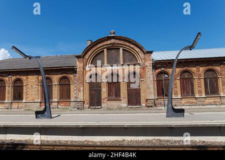 Old railway station buildings in Tapa, Estonia Stock Photo