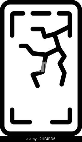 Cracked smartphone icon outline vector. Screen crack. Phone display Stock Vector