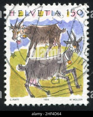 SWITZERLAND - CIRCA 1994: stamp printed by Switzerland, shows Goats, Animals, circa 1994
