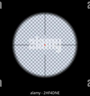 Gun viewfinder. Sniper, hunting scope on a transparent background. Distance zoom. Vector illustration. Stock Vector