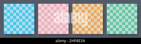 Vichy gingham textures set of patterns. Checkered design. Diagonal background for napkins, towels. Vector illustration. Stock Vector