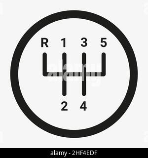 Five speed manual gear shift vector icon Stock Vector