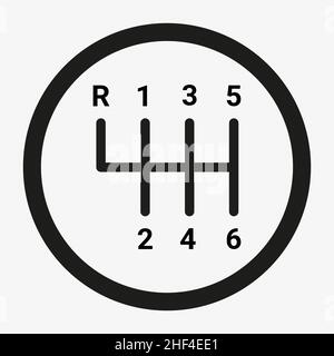 Six speed manual gear shift vector icon Stock Vector