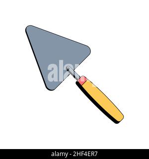 Building trowel. Construction tool. Bricklayer equipment. Vector illustration in flat style on white isolated background. Icon. Stock Vector