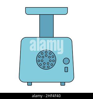 Meat grinder icon. Grinding pork, beef, chicken and others. Vector illustration in flat line style on a white isolated background. Stock Vector