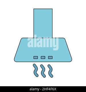 Cooker hood icon. Air filtration and ventilation in the kitchen. Vector illustration in flat line style on a white isolated background. Stock Vector