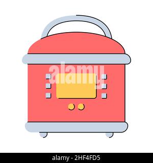 Multicooker. Slow cooker. Kitchen appliances. Flat style. Isolated vector illustration on white background. Stock Vector
