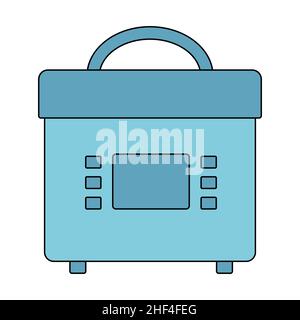 Multicooker icon. Kitchen equipment. Vector illustration in flat line style on a white isolated background. Stock Vector