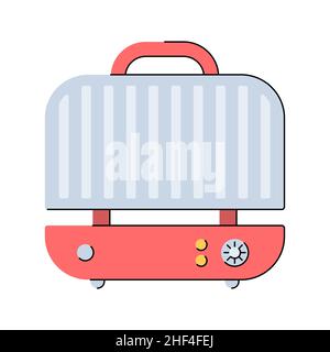 Electric grill. Kitchen appliances. Tool for cooking meat, chicken. Flat style. Isolated vector illustration on white background. Stock Vector