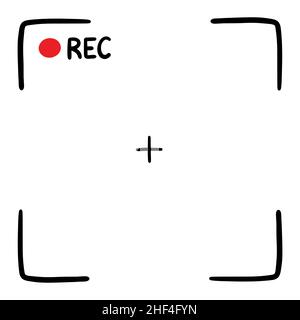 Camera viewfinder screen. Movie mode. Doodle style sketch. Vector illustration. Stock Vector