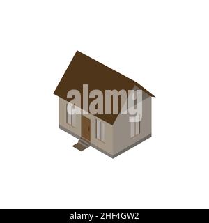 Volumetric image of a private house on a white background. Stock Vector