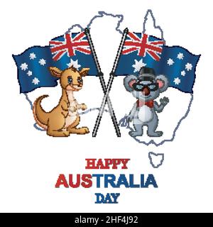 Happy Australia day with koala and kangaroo on the nature Stock Vector ...