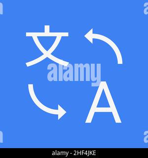 Translator icon. Translate sign on blue background Stock Vector
