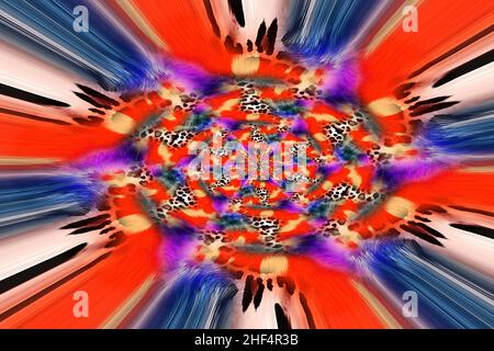 3D illustration of colorful banner with blended abstract curve shapes for creative art and web design.Psychedelic.Print for clothes.Computer generated Stock Photo