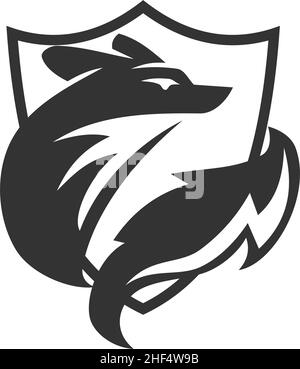 Fox Shield Icon Illustration Brand Identity Stock Vector