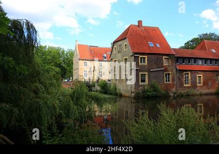 Wasserschloss Senden, ehemaliges Rittergut, Kreis Coesfeld, Nordrhein-Westfalen, Deutschland  /  Wasserschloss Senden, former manor house, Coesfeld di Stock Photo