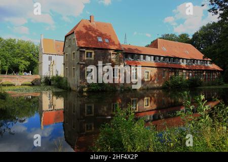 Wasserschloss Senden, ehemaliges Rittergut, Kreis Coesfeld, Nordrhein-Westfalen, Deutschland  /  Wasserschloss Senden, former manor house, Coesfeld di Stock Photo