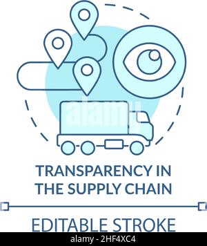 Transparency in supply chain turquoise concept icon Stock Vector