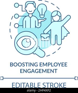 Boosting employee engagement turquoise concept icon Stock Vector