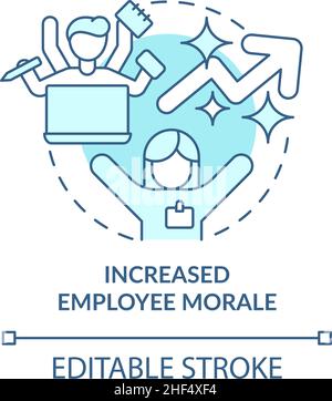 Increased employee morale turquoise concept icon Stock Vector