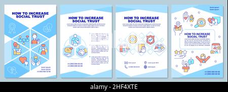 How to increase social trust blue brochure template Stock Vector