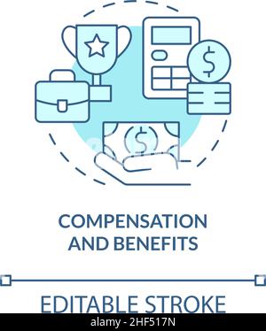 Compensation and benefits turquoise concept icon Stock Vector