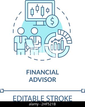 Financial advisor turquoise concept icon Stock Vector