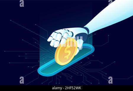 Online financial money management using modern technology and artificial intelligence concept Stock Vector