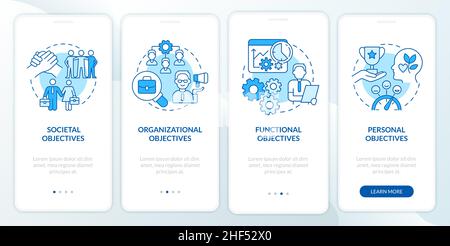 Objectives of hr management blue onboarding mobile app screen Stock Vector