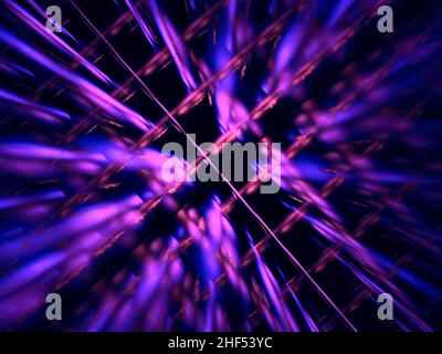 Neon glowing stripes with motion blur effect - abstract 3d illustration Stock Photo