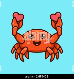 CUTE CRAB MASCOT  LOGO Stock Vector