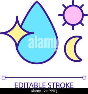 Daytime and nighttime skin moisturizing RGB color icon Stock Vector