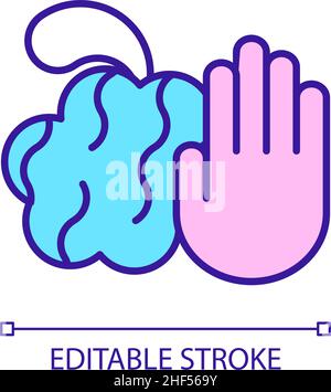Avoid scrubbing skin with washcloth RGB color icon Stock Vector