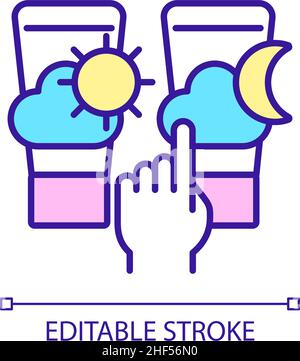 Day and night skincare products RGB color icon Stock Vector