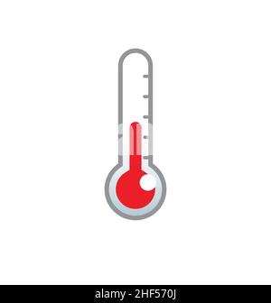 simple classic thermometer temperature icon red small glass vector isolated on white background Stock Vector