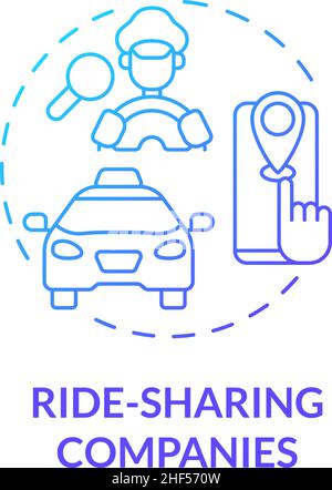 Ride sharing companies blue gradient concept icon Stock Vector