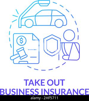 Take out business insurance blue gradient concept icon Stock Vector