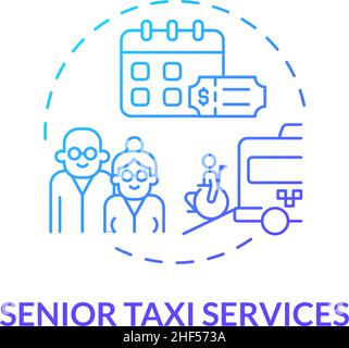Senior taxi service blue gradient concept icon Stock Vector