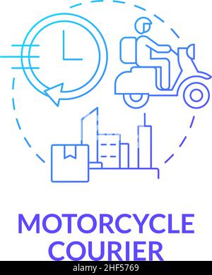 Motorcycle courier blue gradient concept icon Stock Vector