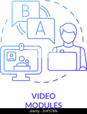 Video modules blue gradient concept icon Stock Vector