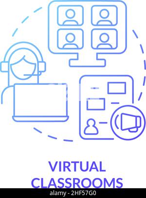 Virtual classroom blue gradient concept icon Stock Vector