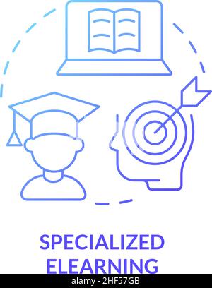 Specialized elearning blue gradient concept icon Stock Vector