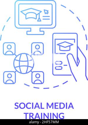 Social media training blue gradient concept icon Stock Vector