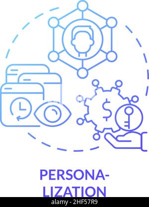 Personalization blue gradient concept icon Stock Vector